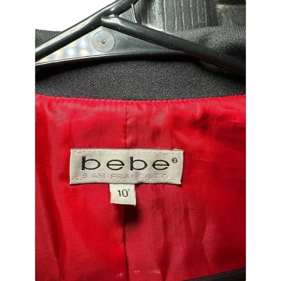 Bebe Women's Black Long Sleeves Zip Up Blazer Jacket Size 10 - Picture 4 of 9